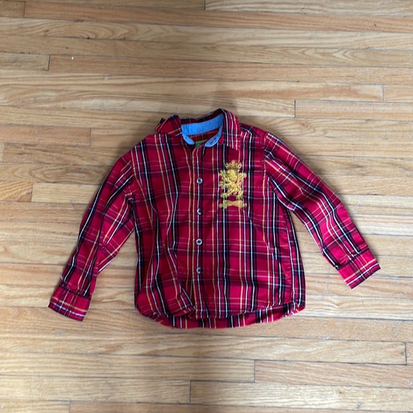 Checkered 2T Button Down with Embroidered Lion - Picture 1 of 4